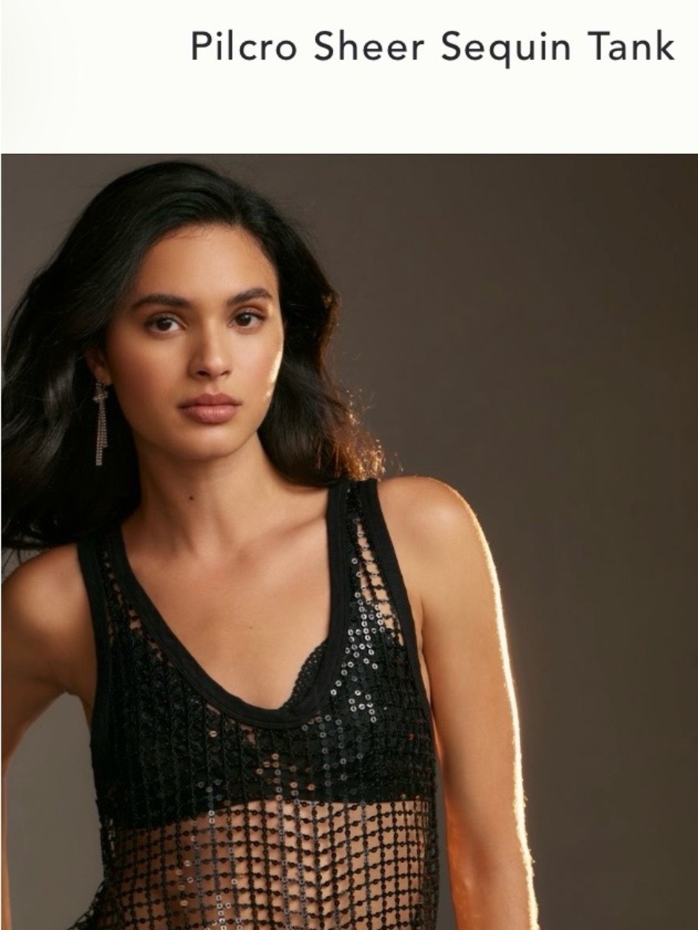 Pilcro Black Sheer Sequin Tank